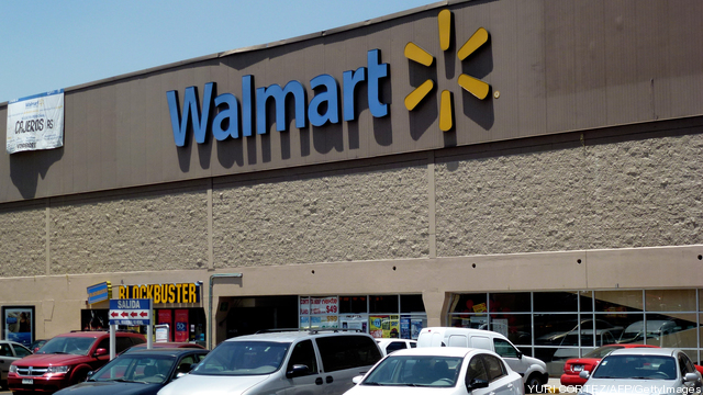 View of a facade of Walmart supermarket