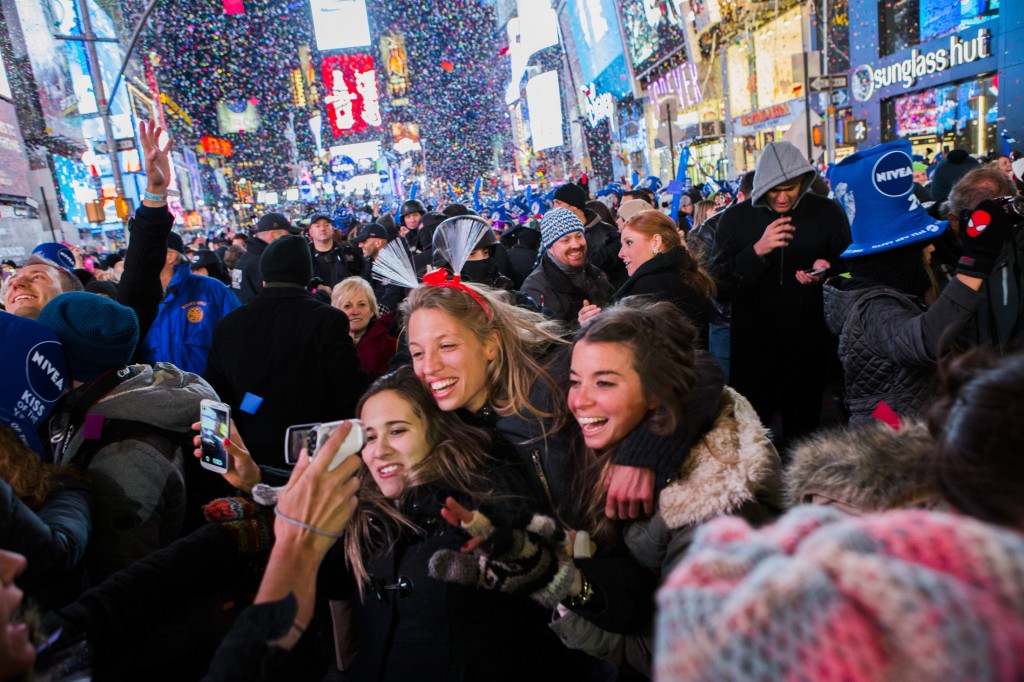 Revelers Celebrate New Year's Eve In New York's Times Square